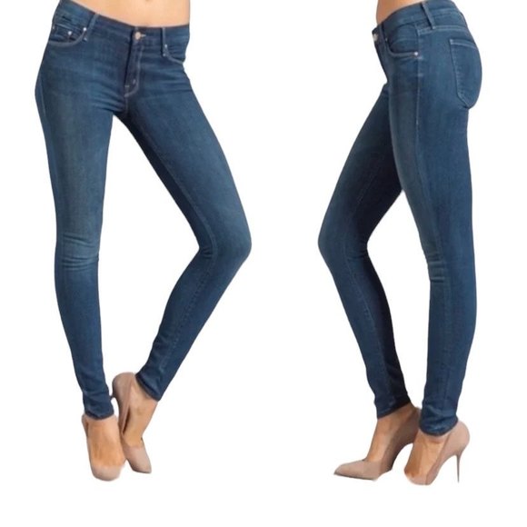 Mother The Looker Jeans Sea of Secrets Cut Dark Wash Women's 27 Mid Rise Skinny - Picture 1 of 13
